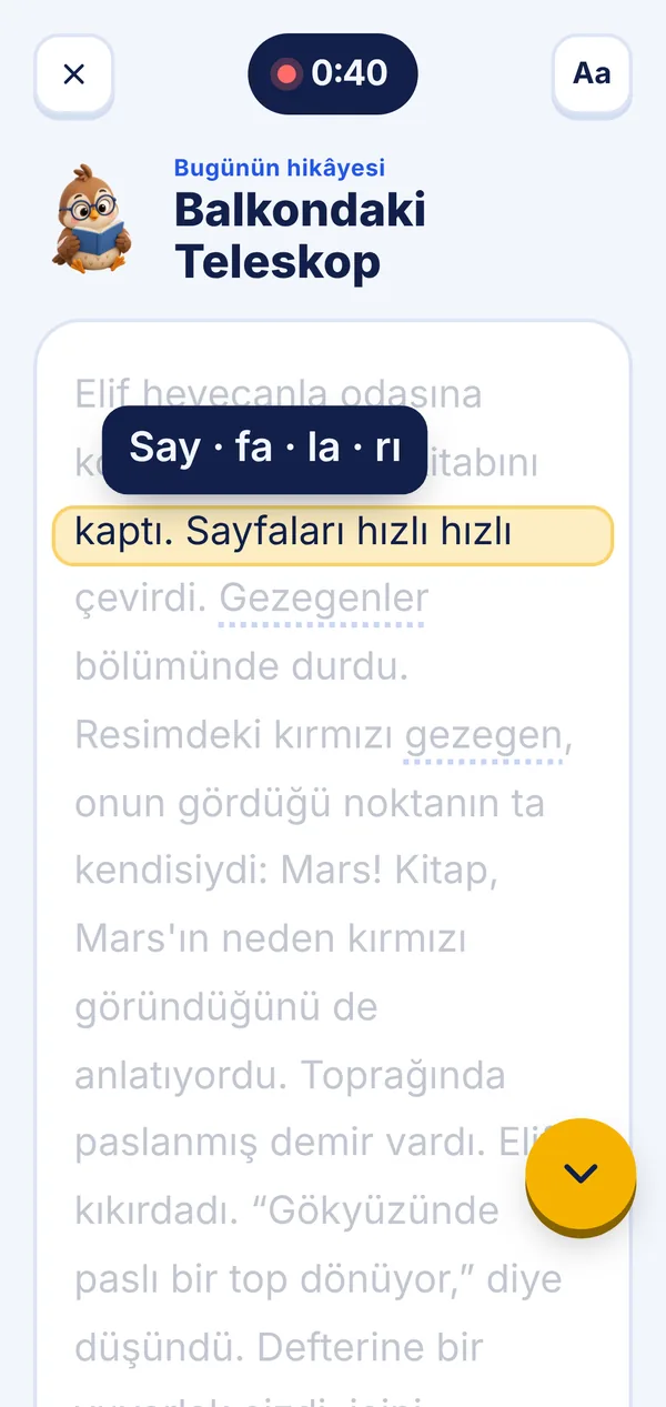 Satır takibi ve hece desteği
