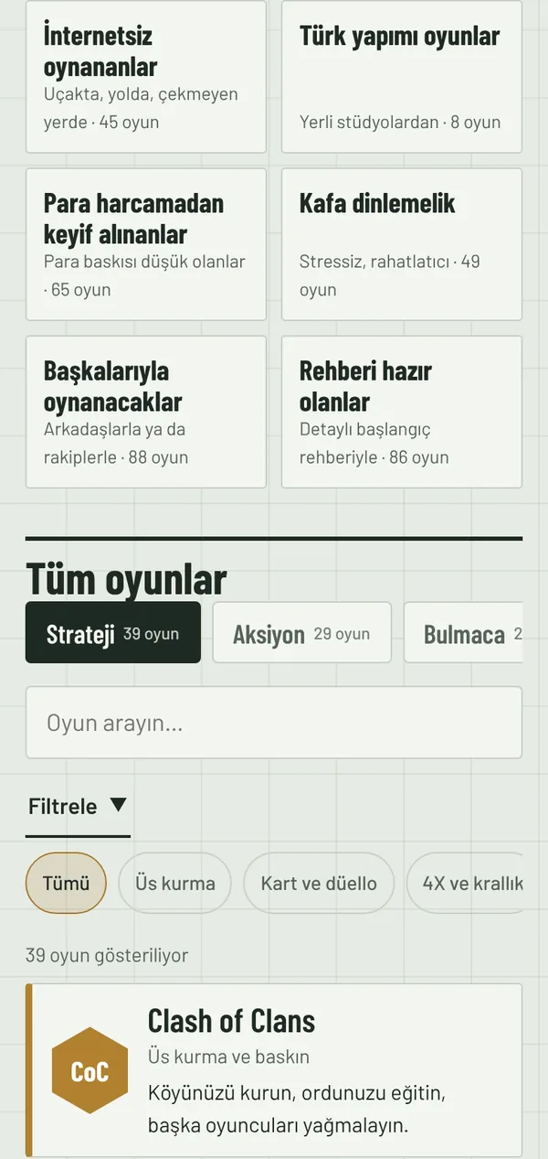 Koleksiyonlar ve tüm oyunlar