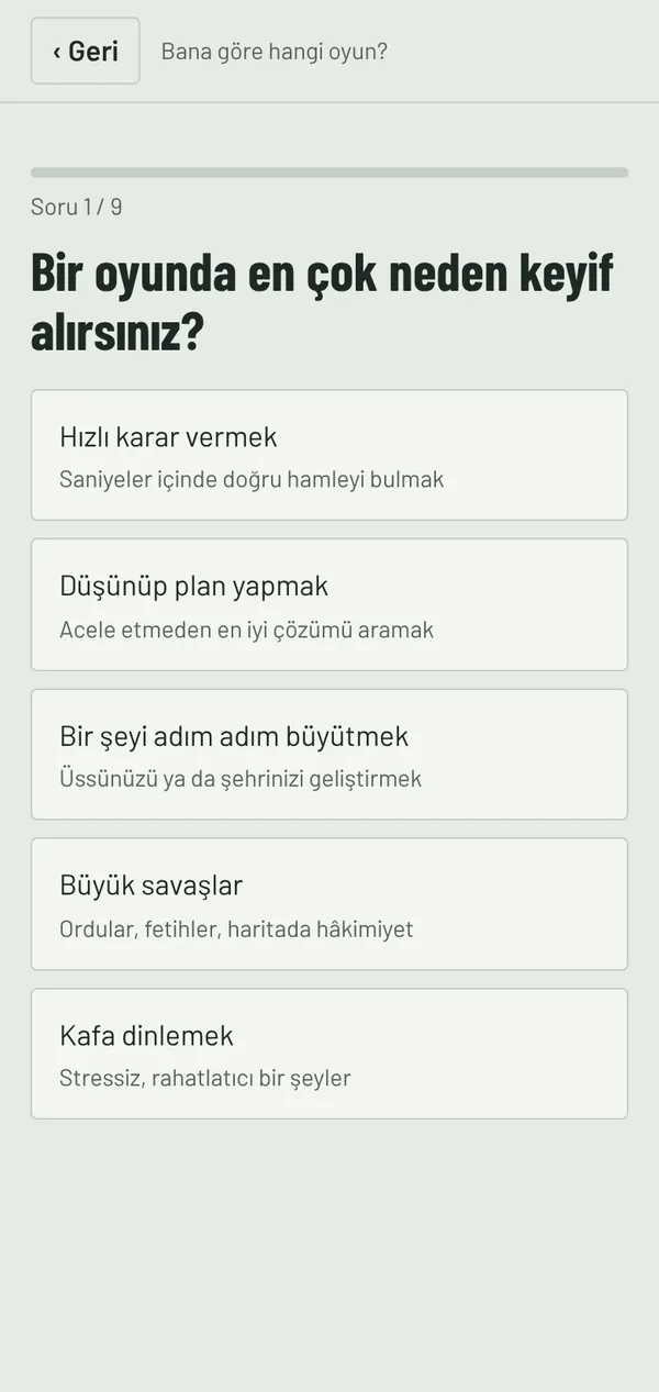 Bana göre hangi oyun? testi